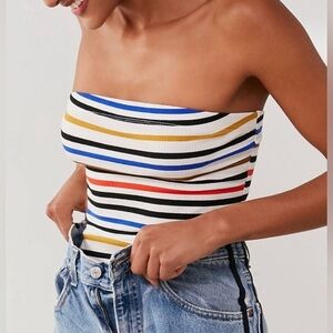 Urban Outfitters Cut From Under Strapless Ribbed Striped Bodysuit Size Small